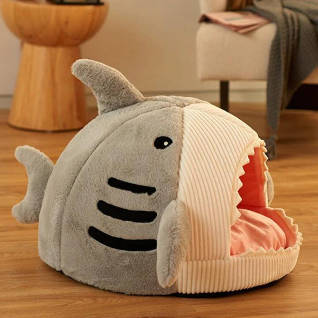 SharkNest™: cama para mascotas con forma de tiburón.